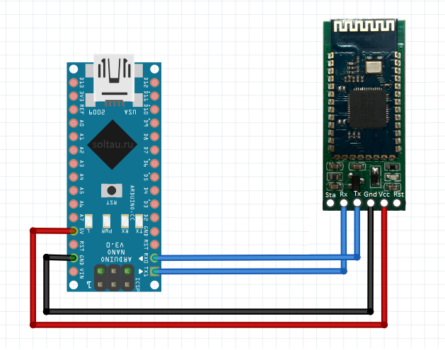 Схема подключения модуля bluetooth к Arduino