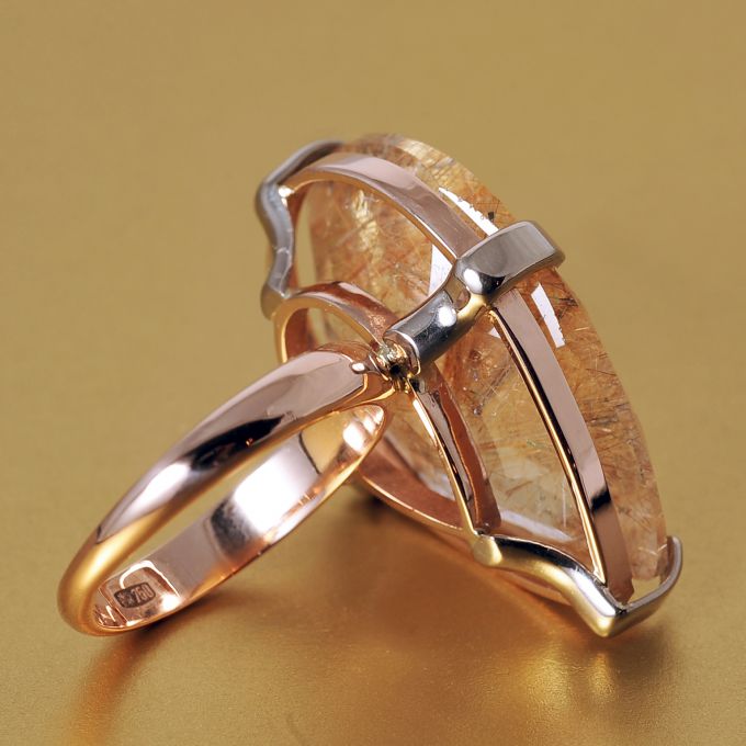 Золотое кольцо с рутиловым кварцем