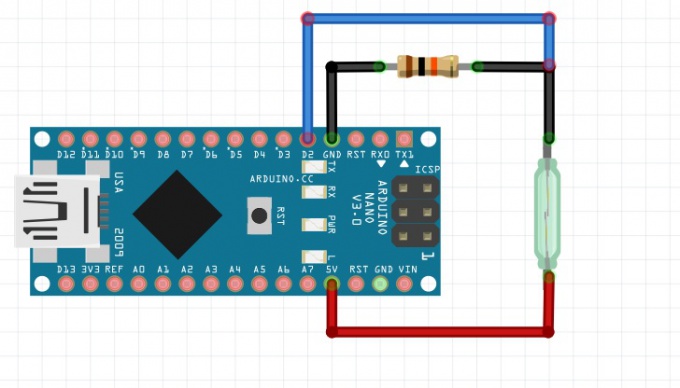 Схема подключения геркона к Arduino