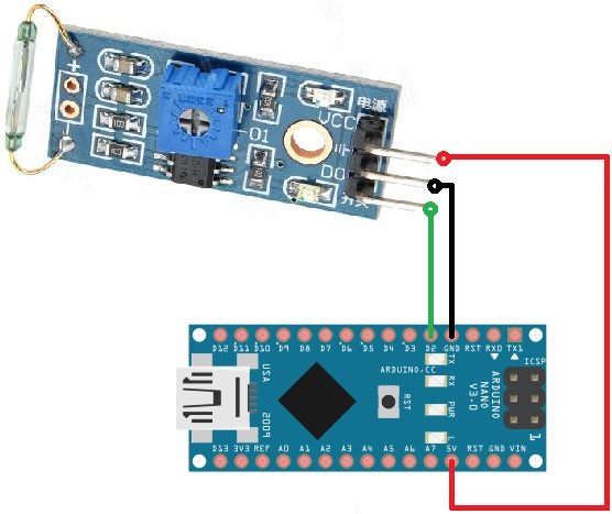Схема подключения модуля с герконом к Arduino