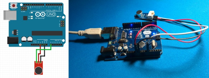 Схема подключения микрофона к Arduino