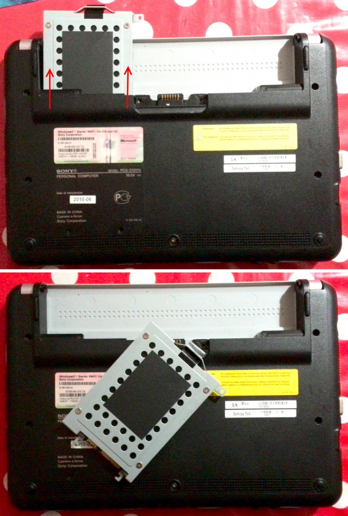 Вынимаем жёсткий диск нетбука Sony Vaio PCG-21311V (VPCM12M1R)