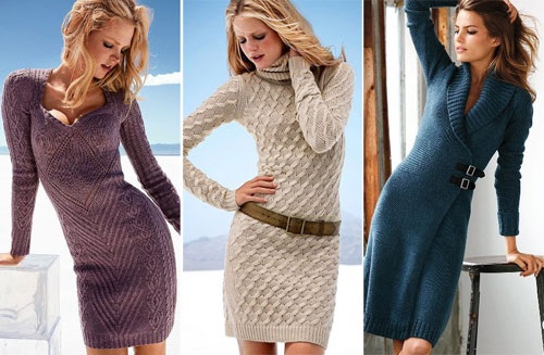 Как носить и с чем сочетать вязаное платье  