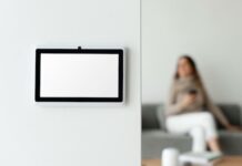 Home automation panel monitor on a wall