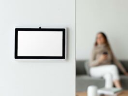 Home automation panel monitor on a wall