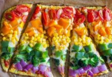 Райдужна овочева піца на основі нуту та цвітної капусти