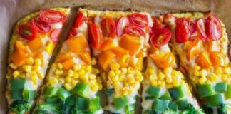 Райдужна овочева піца на основі нуту та цвітної капусти